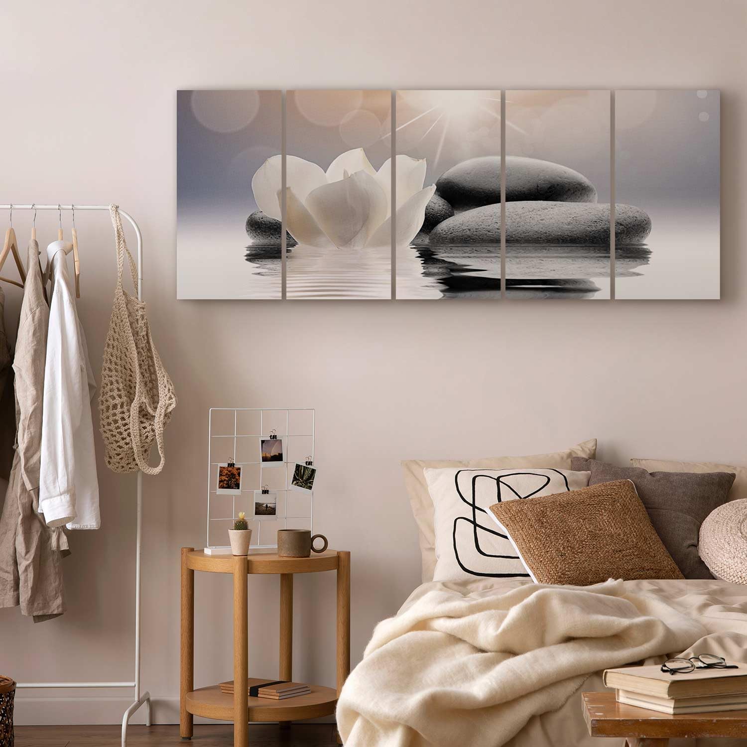 Zen Spa Canvas Wall Art Print - 5-Piece Framed Stretched Picture Set (80x31 inches) for Home & Office Decor | Meditation Room, Yoga Studio & Relaxation Space