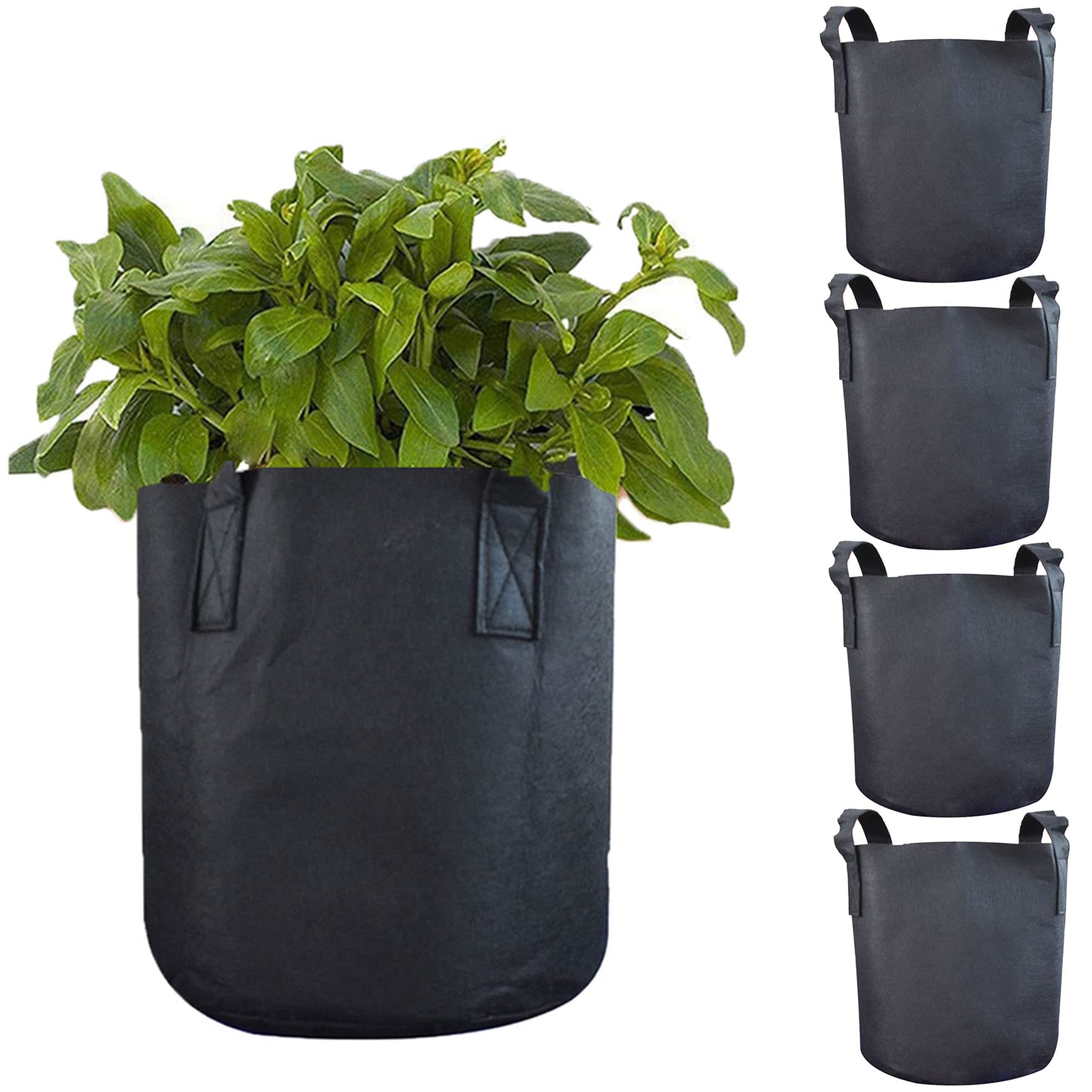 5-Pack 7 Gallon Nonwoven Fabric Grow Bags with Handles - Breathable Plant Containers for Potatoes, Vegetables & Herbs | Indoor/Outdoor Gardening, Balcony Planting & Urban Farming