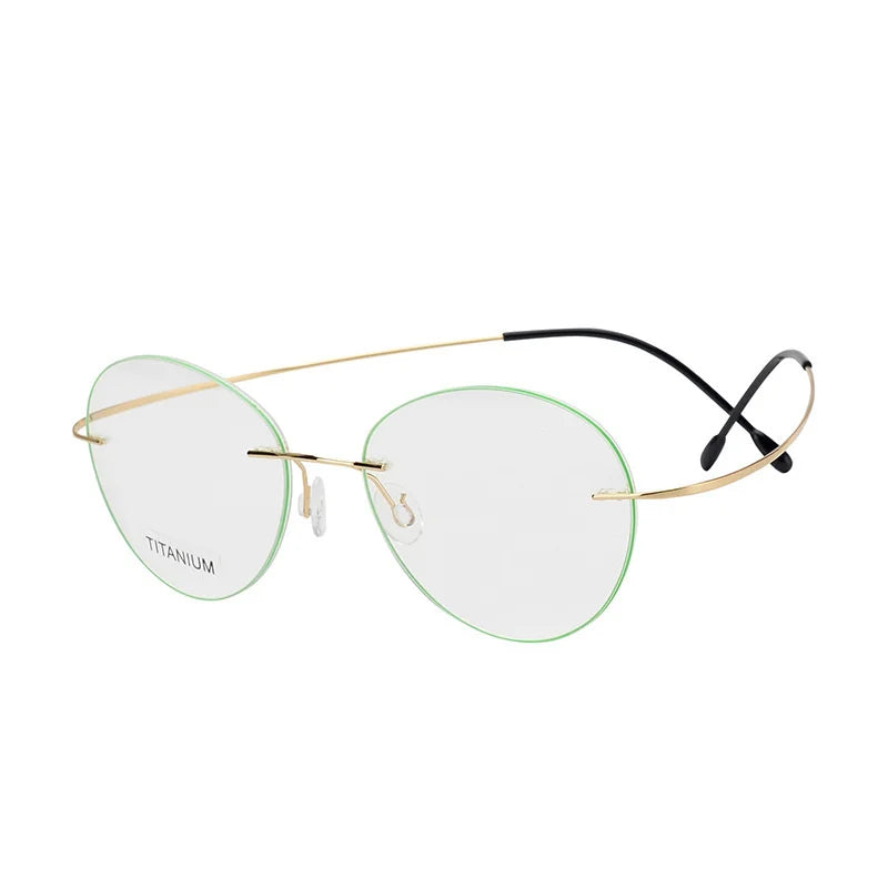 Brightzone Unisex Rimless Round Oval Titanium Eyeglasses 70619 - Lightweight & Durable Frame for Reading, Work & Everyday Wear