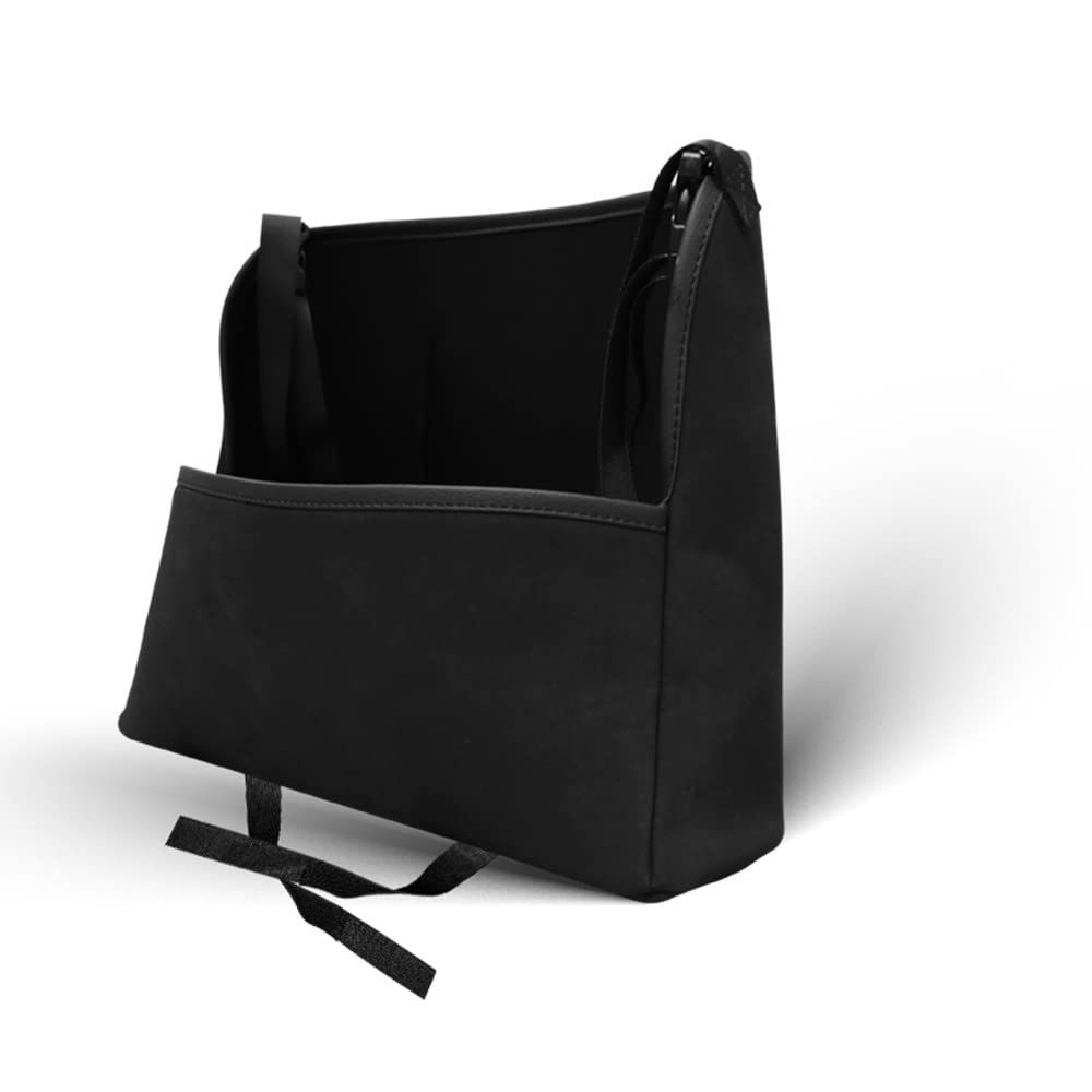 Premium Suede Car Seat Storage Organizer - Large Capacity Adjustable Center Console Bag for Vehicles (Black) | Perfect for Road Trips, Daily Commutes & Keeping Your Car Neat