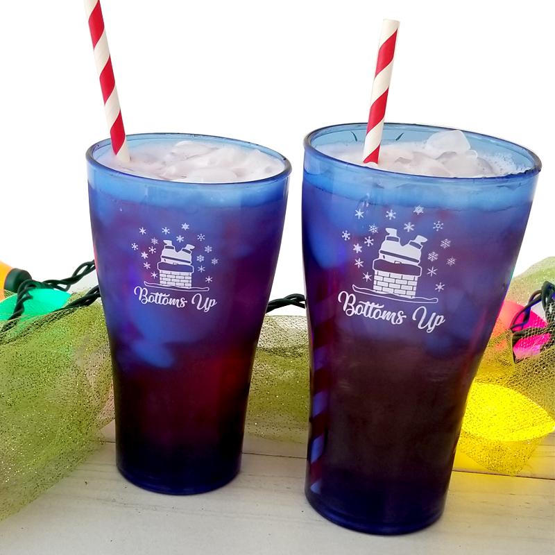 Blue Bottoms Up Plastic Cups - Set of 2 Sizes (16oz & 24oz) for Parties, BBQs, and Outdoor Events