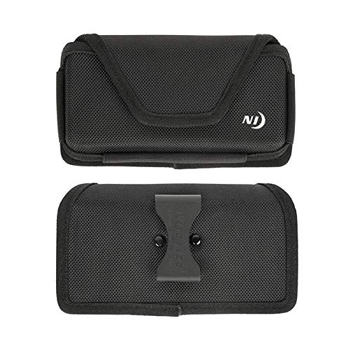 Nite Ize Hardshell Nylon Phone Pouch for Samsung Galaxy S24/S23/S22 Ultra/S21/S20 Plus 5G - Rugged Heavy Duty Holster with Fixed Belt Clip - Compatible with Defender & Commuter Cases (Horizontal Carry) - Perfect for Outdoor Activities, Construction Work & Active Lifestyles