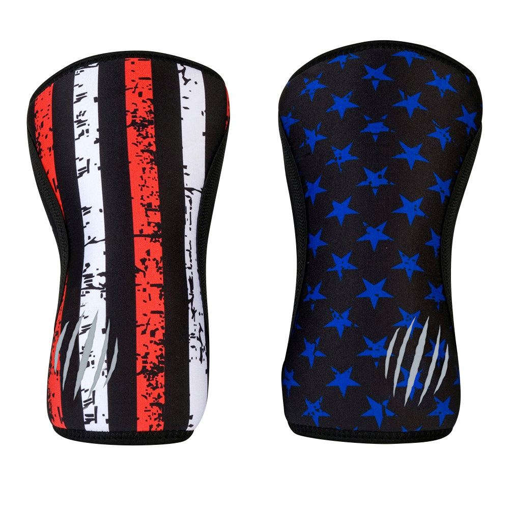 Bear KompleX Knee Sleeves - Compression Support for Weightlifting & CrossFit - USA Flag Design (Stars & Stripes) - Ideal for Gym, Powerlifting & Knee Pain Relief