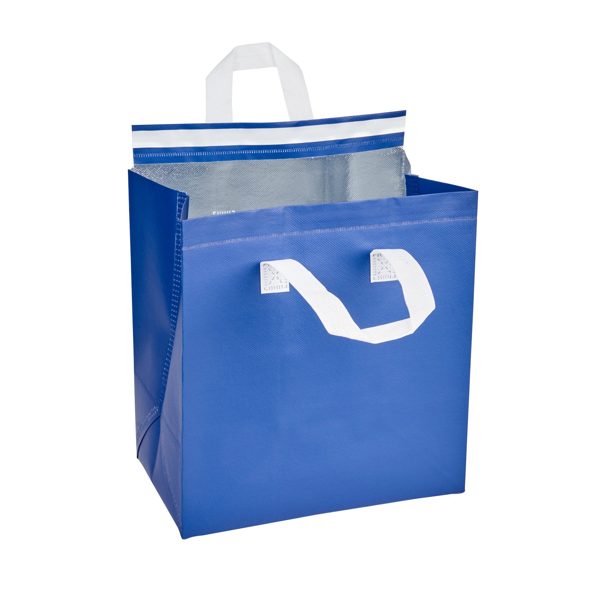 Premium Blue Insulated Takeout Bags - Tamper Evident Food Delivery Bags (10.25