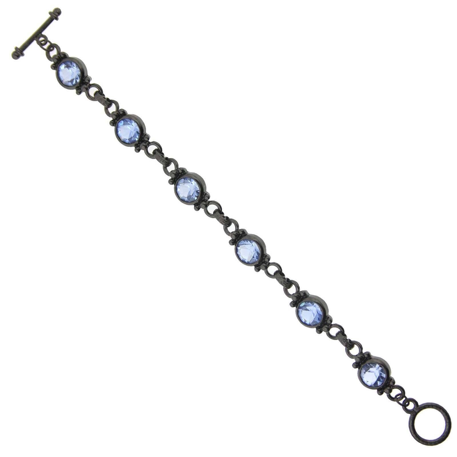 1928 Jewelry Classic Round Crystal Link Toggle Bracelet for Women - Elegant Silver Chain Bracelet with Sparkling Crystals - Perfect for Parties, Weddings & Everyday Wear