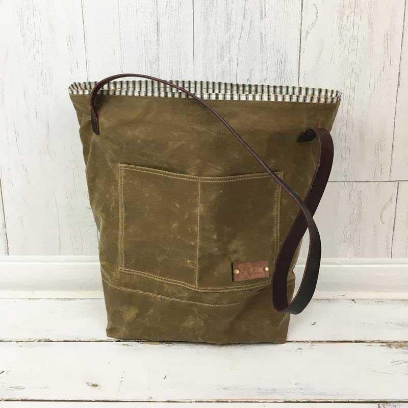 Premium Waxed Canvas & Leather Tote Bag - Olive Drab Waterproof Tote for Travel, Work & Shopping - Durable Unisex Shoulder Bag for Commuters & Professionals