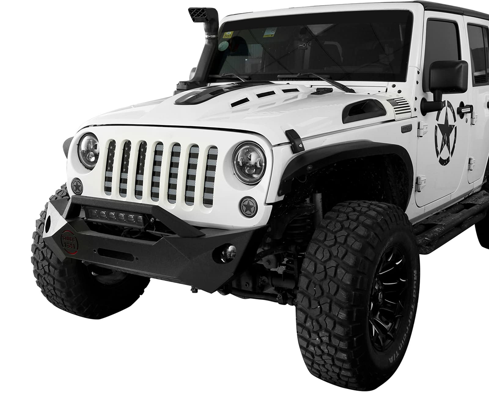 u-Box Wrangler Flag Grill Insert & Front Bug Screen Mesh Grille for 2007-2018 Jeep JK & Wrangler Unlimited - Jeep Accessories for Off-Roading & Customization
