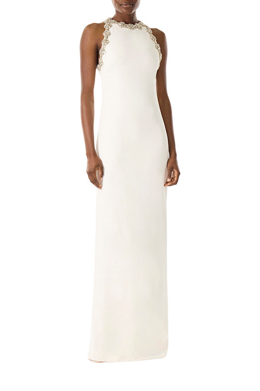 Elegant Sleeveless Jewel Neck Gown for Women - Formal Evening Dress for Prom, Wedding & Special Occasions