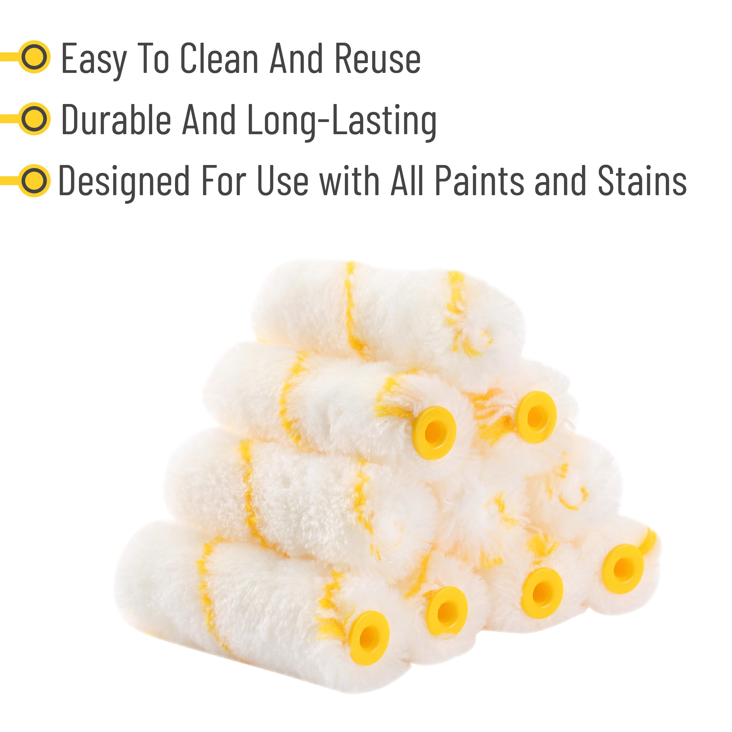 Bates 4 Inch Paint Roller Set with 20 Covers - Small & Mini Paint Rollers for Walls, Furniture & Crafts - Professional Quality Paint Roller Covers for Smooth Painting