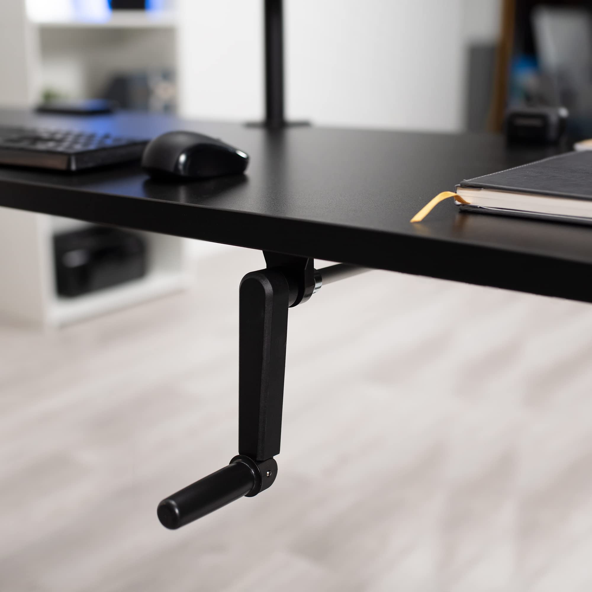 VIVO 71 x 30 Inch Adjustable Height Standing Desk - White Tabletop & Frame, Manual Crank with Foldable Handle, Ergonomic Workstation for Home & Office | Perfect for Remote Work, Gaming & Study Setup