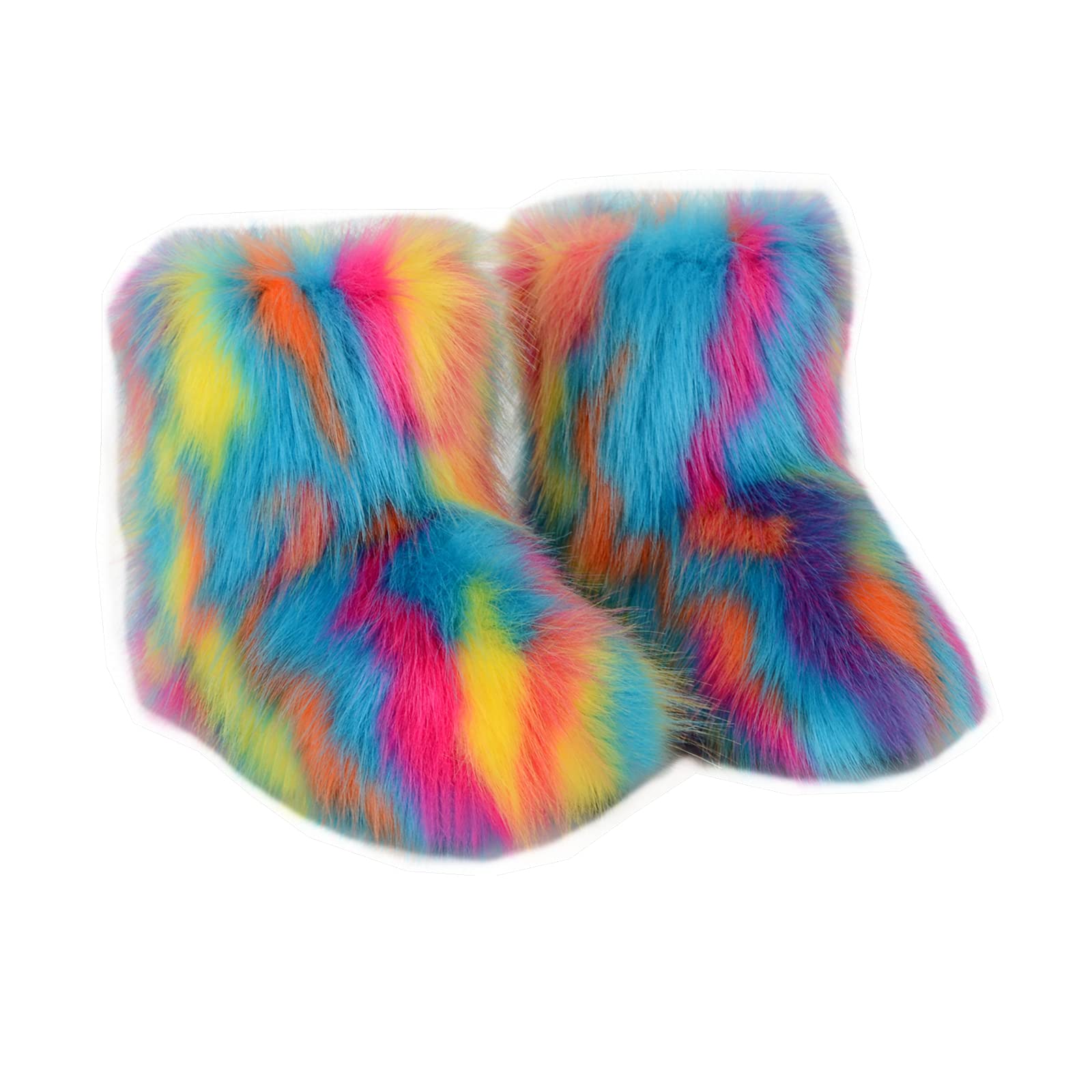 QMFUR Kids Furry Fluffy Snow Boots for Girls & Boys - Warm Winter Mid-Calf Boots with Faux Fur & Suede, Comfortable Flat Shoes for Outdoor Play, Snow Days & Winter Adventures