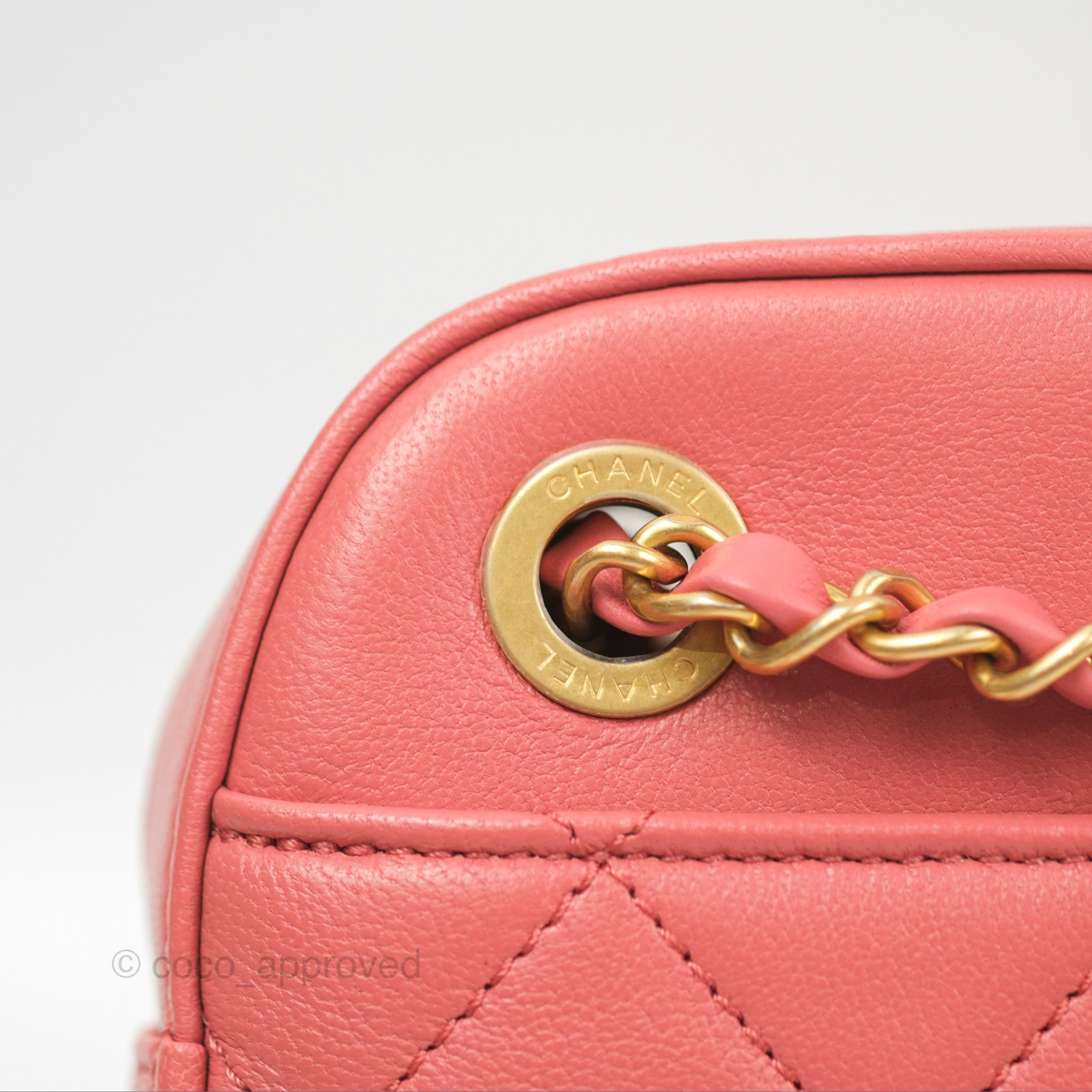 Chanel Pink Goatskin Camera Bag with Aged Gold Chain Strap - Luxury Crossbody Bag for Women, Perfect for Parties & Date Nights