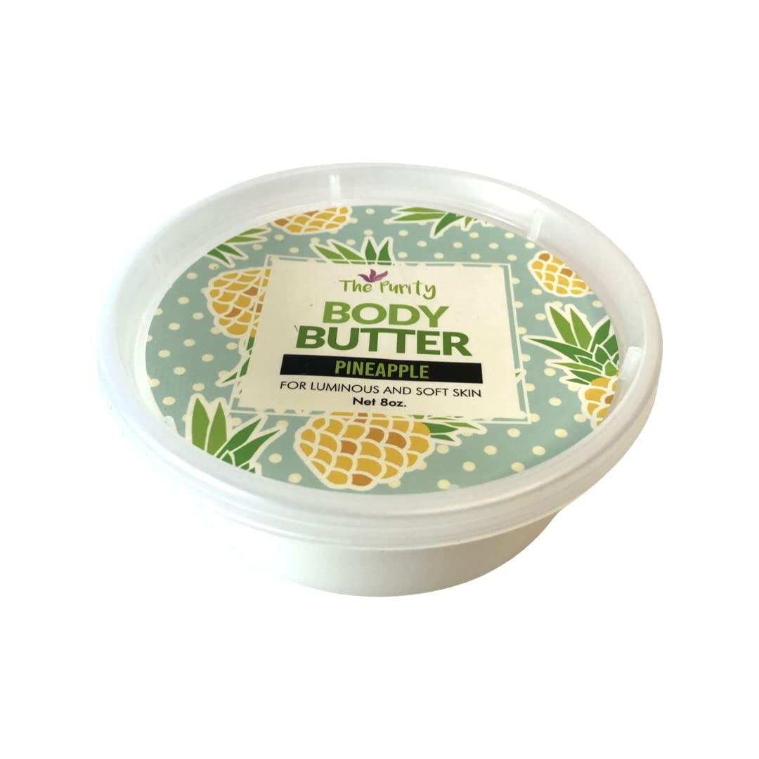 Organic Pineapple Body Butter - 8 oz (Pack of 2) | Ultra-Moisturizing & Nourishing Cream for Dry Skin | Perfect for Daily Hydration & Spa Nights