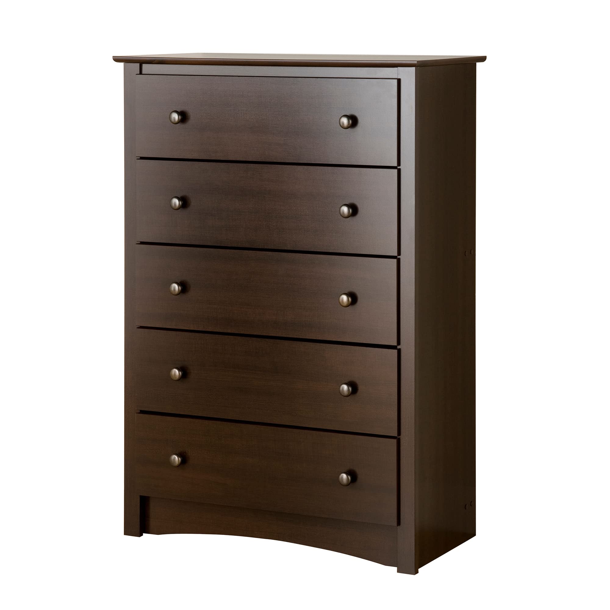 Prepac Sonoma Traditional Tall Nightstand and 5-Drawer Chest - Espresso Finish - Solid Wood Bedroom Furniture for Storage & Organization - Perfect for Master Bedroom, Guest Room or Apartment