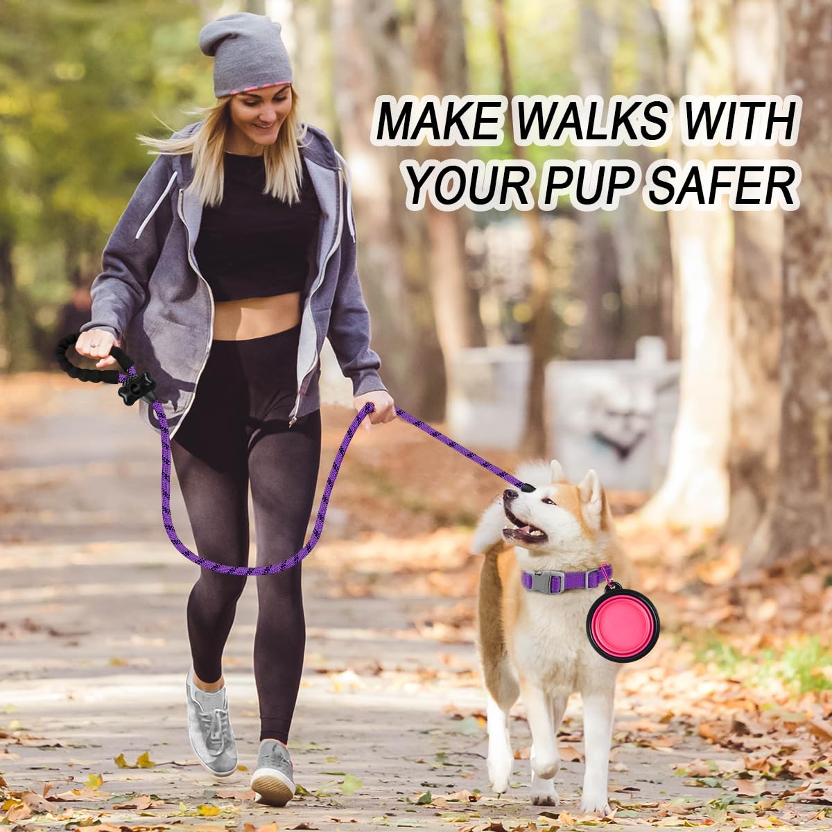BARKBAY Heavy Duty Dog Leash for Large Dogs - 5FT Padded Handle Reflective Leash for Walking, Running & Training - Durable Purple Dog Lead with Comfort Grip (Ideal for Parks, Hiking & Night Walks)