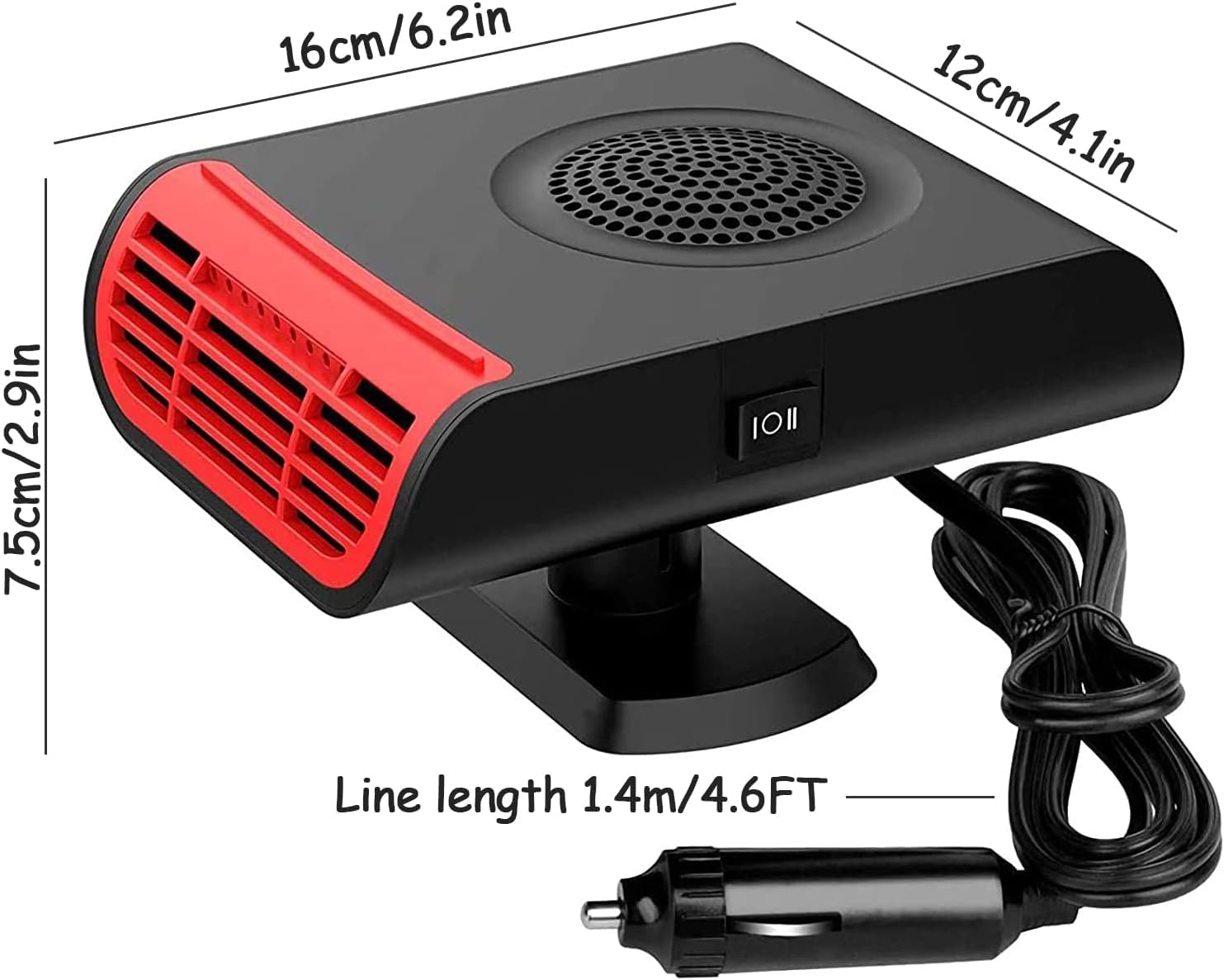 150W 12V Portable Car Heater & Defroster - Fast Heating Mini Heater for Winter, Cigarette Lighter Plug-in Car Warmer - Perfect for Trucks, Vans & Road Trips in Cold Weather