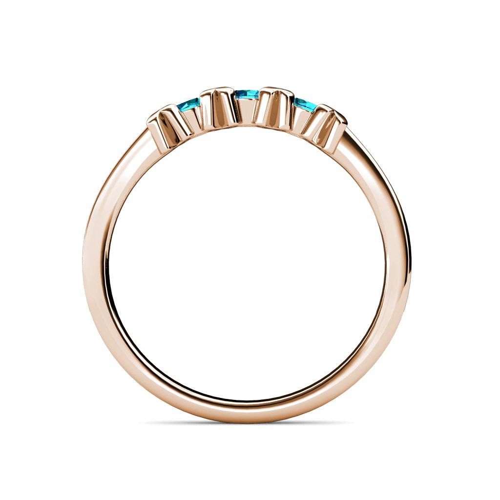 London Blue Topaz XOXO Hugs and Kisses Three Stone Ring 0.33 ct tw in 14K Rose Gold - Elegant Jewelry for Anniversary, Valentine's Day & Special Occasions