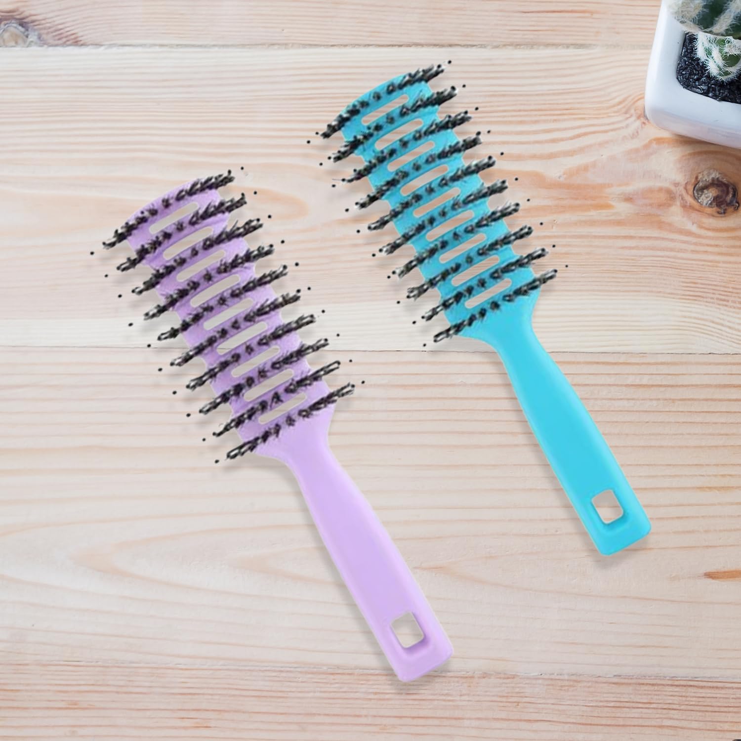 Kuber Hair Brush with Flexible Bristles - Detangles & Straightens All Hair Types for Home & Travel