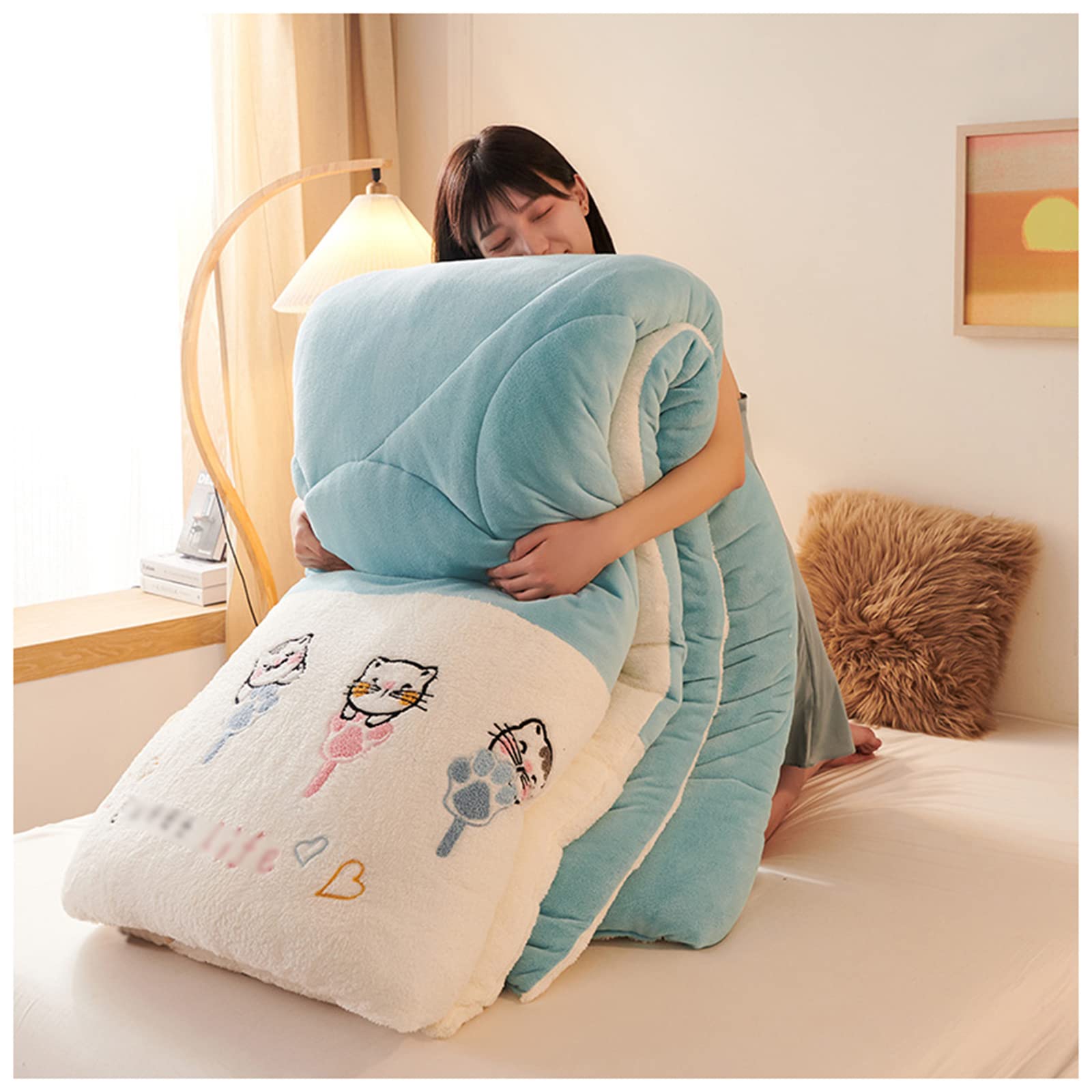 ZBBZXQA All-Season Quilted Cotton Duvet Insert - Twin Size Winter Comforter (200x230cm, 5kg) | Soft & Warm Thickened Lamb Cashmere Blanket for Bedding | Perfect for Cold Weather, Guest Rooms & Cozy Nights