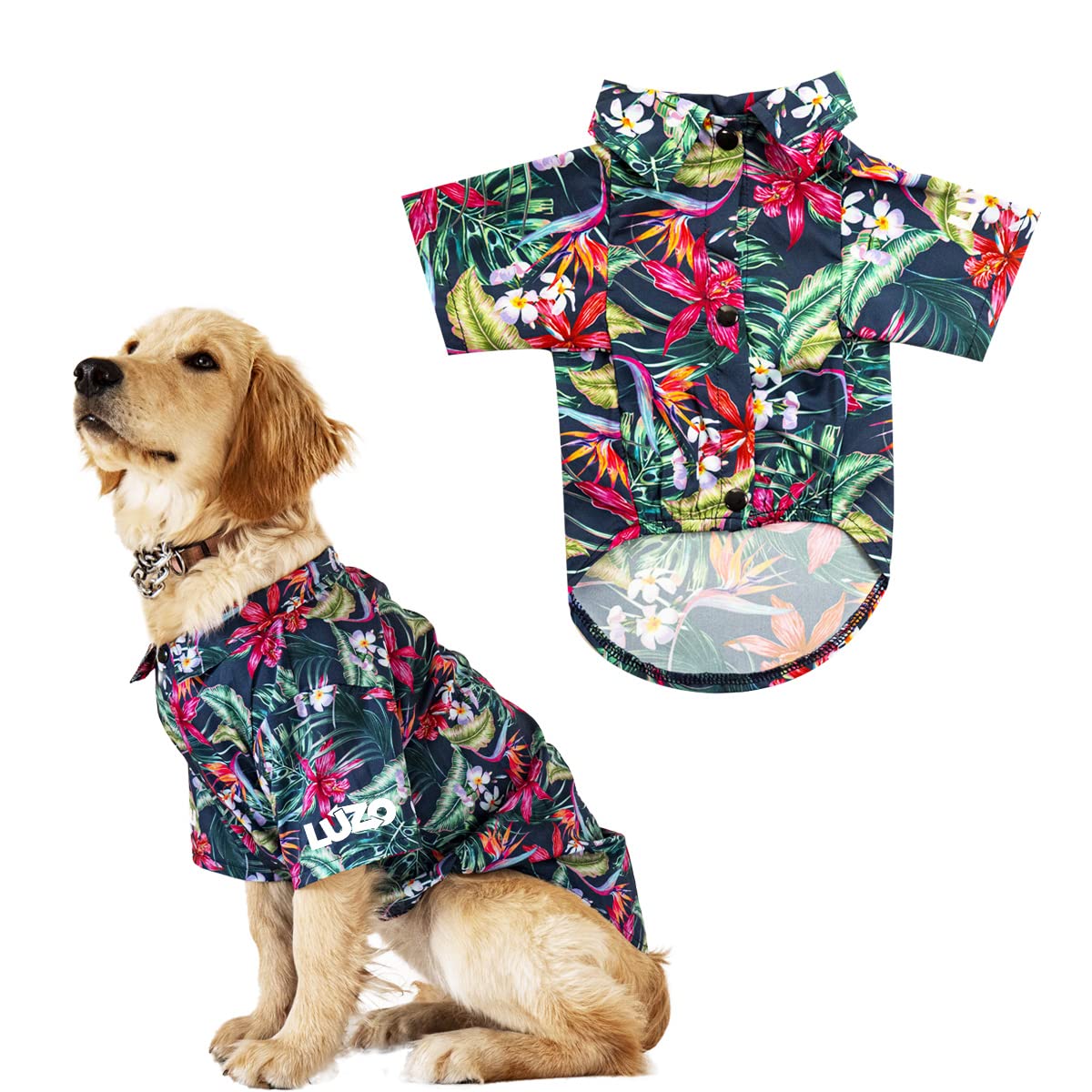 Hawaiian Dog Shirt for Small, Medium & Large Dogs - Breathable Pet Dog Vest & Apparel - Cute Pup Shirt for Summer Outings & Beach Walks (Large, Black)