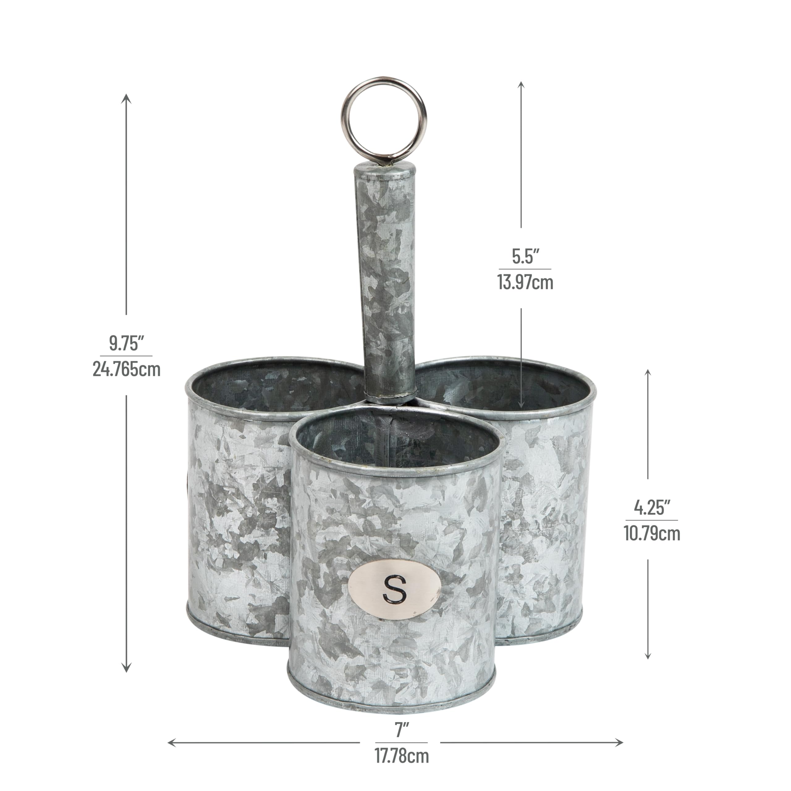 Mind Reader Silverware Organizer - Galvanized Metal Utensil Holder & Cutlery Caddy, 7
