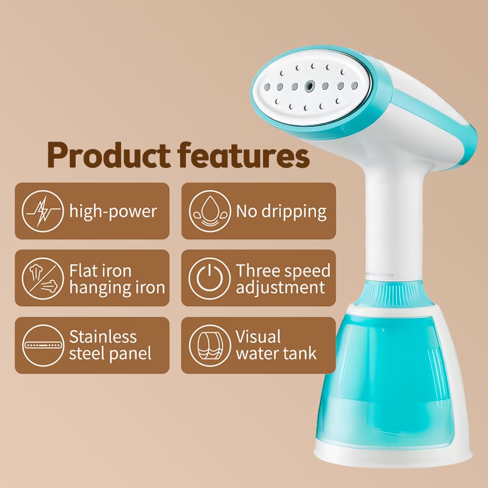 1500W Portable Handheld Clothes Steamer - Fast 20-Second Heat Up, Wrinkle Remover for All Fabrics with Detachable Water Tank & Fabric Brush | Perfect for Travel, Home, Office & Wedding Attire (White)