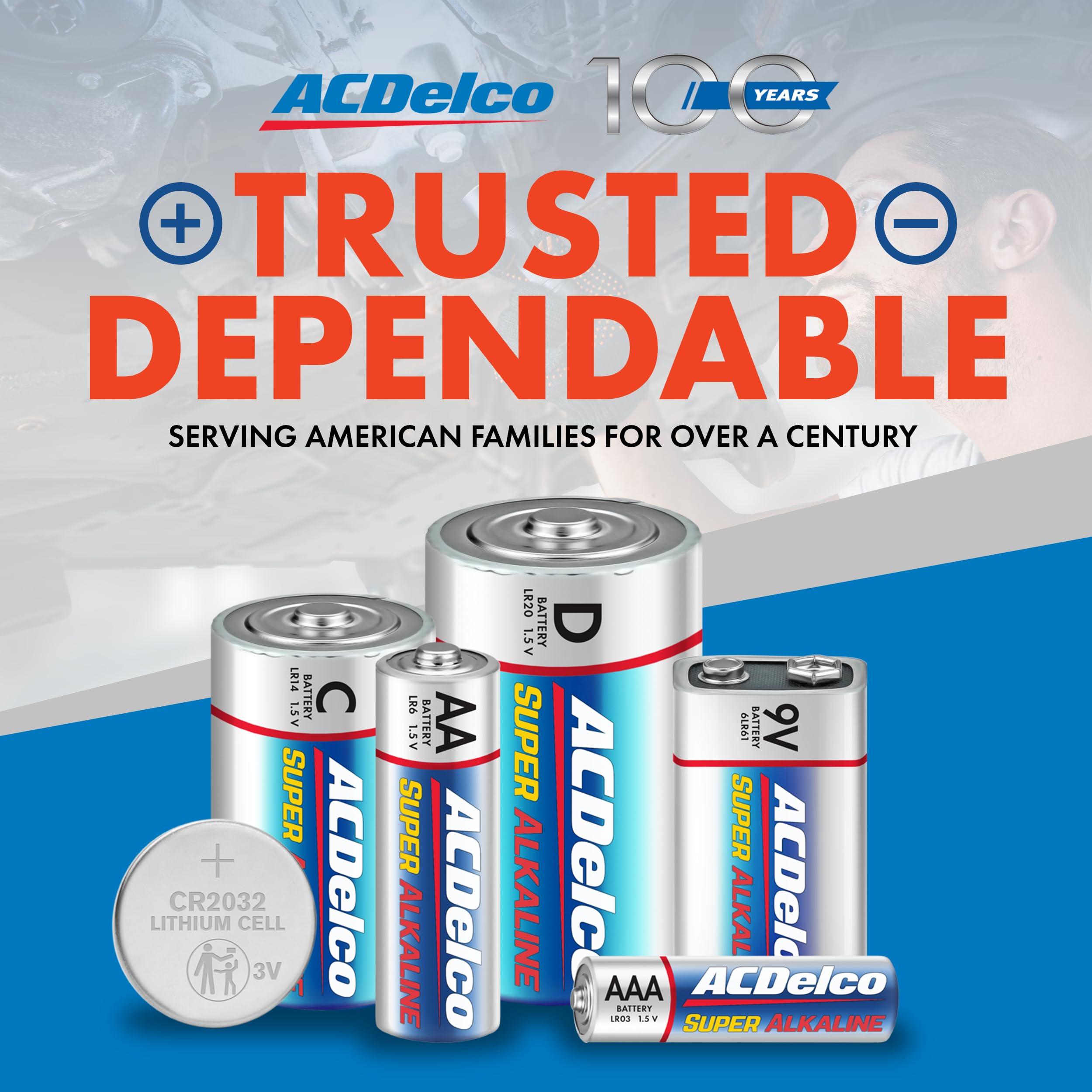 ACDelco 100-Count AA Super Alkaline Batteries - Maximum Power, 10-Year Shelf Life, Reclosable Packaging - Perfect for Toys, Flashlights, Remote Controls & Emergency Kits