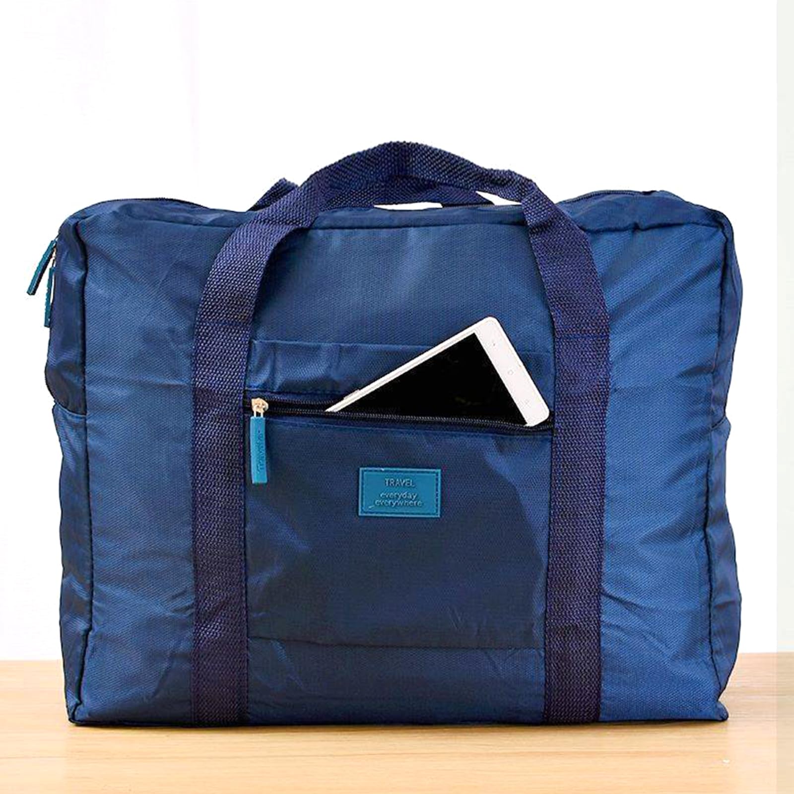 INVODA Lightweight Foldable Waterproof Travel Duffel Bag - Gym Sports Tote Carry On Luggage for Weekend Trips & Overnight Stay (Green+Blue) | Perfect for Air Travel, Workout, Beach & Camping
