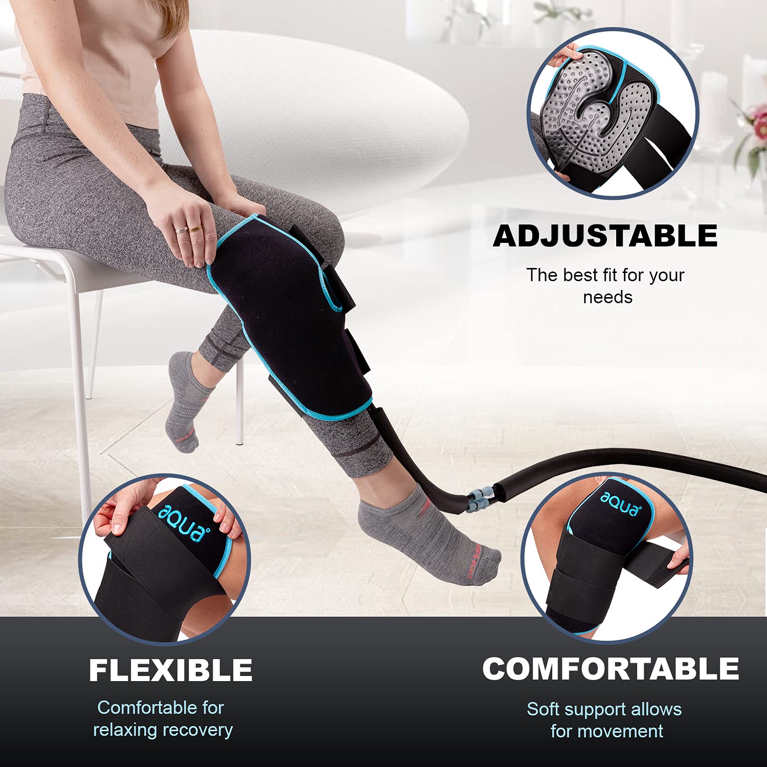 Arctic Ice Clear Kit - Cold Water Therapy System with Ice Machine, Universal Pad, 3-Strap Wrap & 4 Cold Cubes for Knee, Shoulder & Post-Surgery Recovery - Portable Cryotherapy for Athletes & Pain Relief