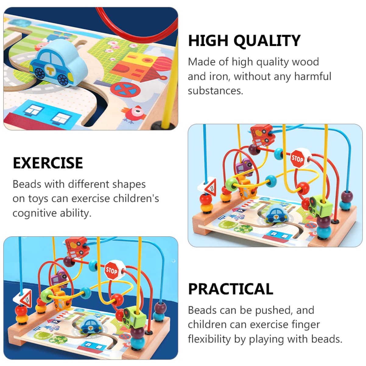 ibasenice 2 Pcs Wooden Bead Maze Roller Coaster Toy - Montessori Abacus Activity Cube for Toddlers & Kids - Educational Learning Toy for Counting & Fine Motor Skills - Perfect for Preschool Classroom, Daycare & Home Play