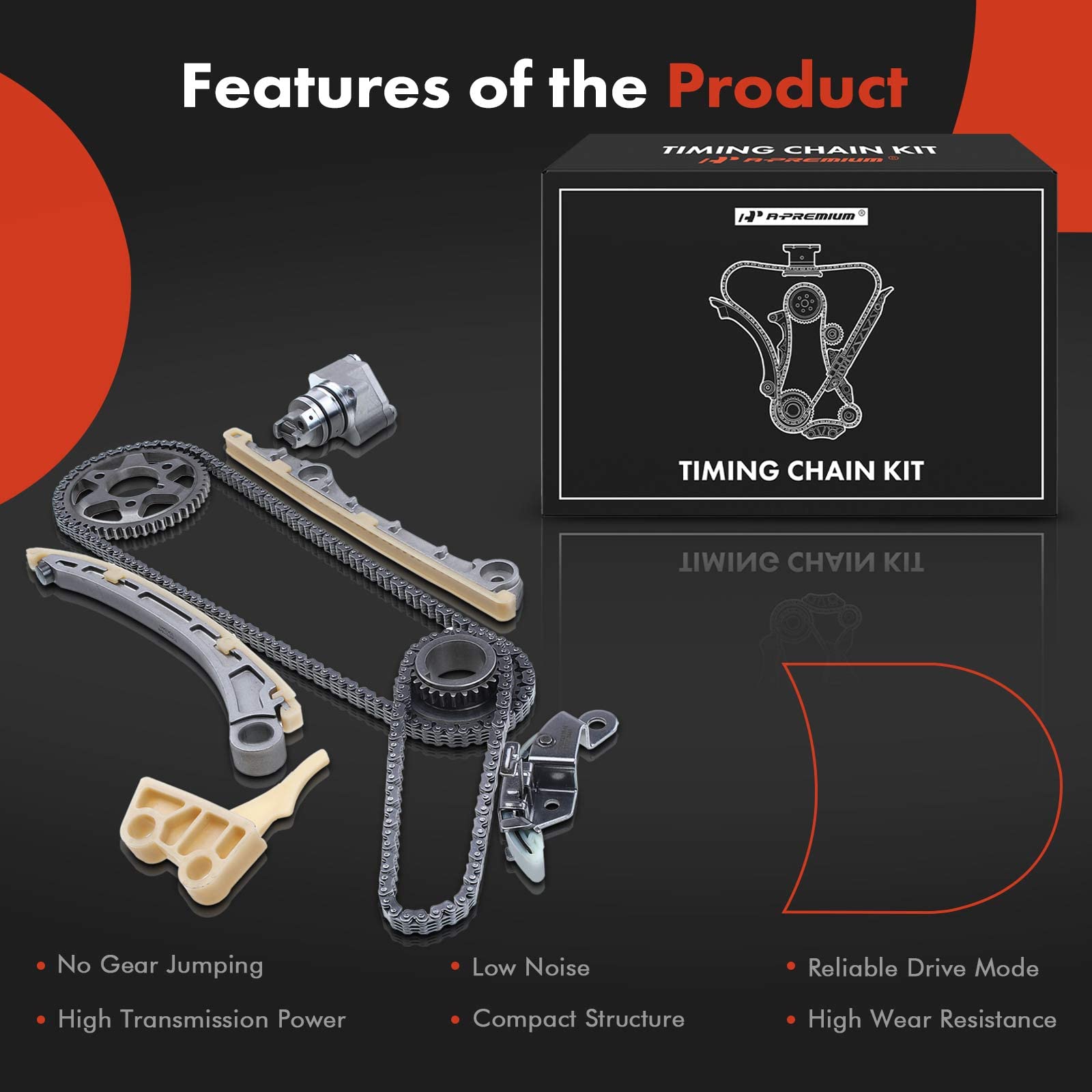 Premium 9-Piece Engine Timing Chain Kit with Tensioner, Guide & Sprocket - Compatible with Honda S2000 2000-2009 (2.0L & 2.2L DOHC 4-Cylinder) - Perfect for Engine Repair & Maintenance