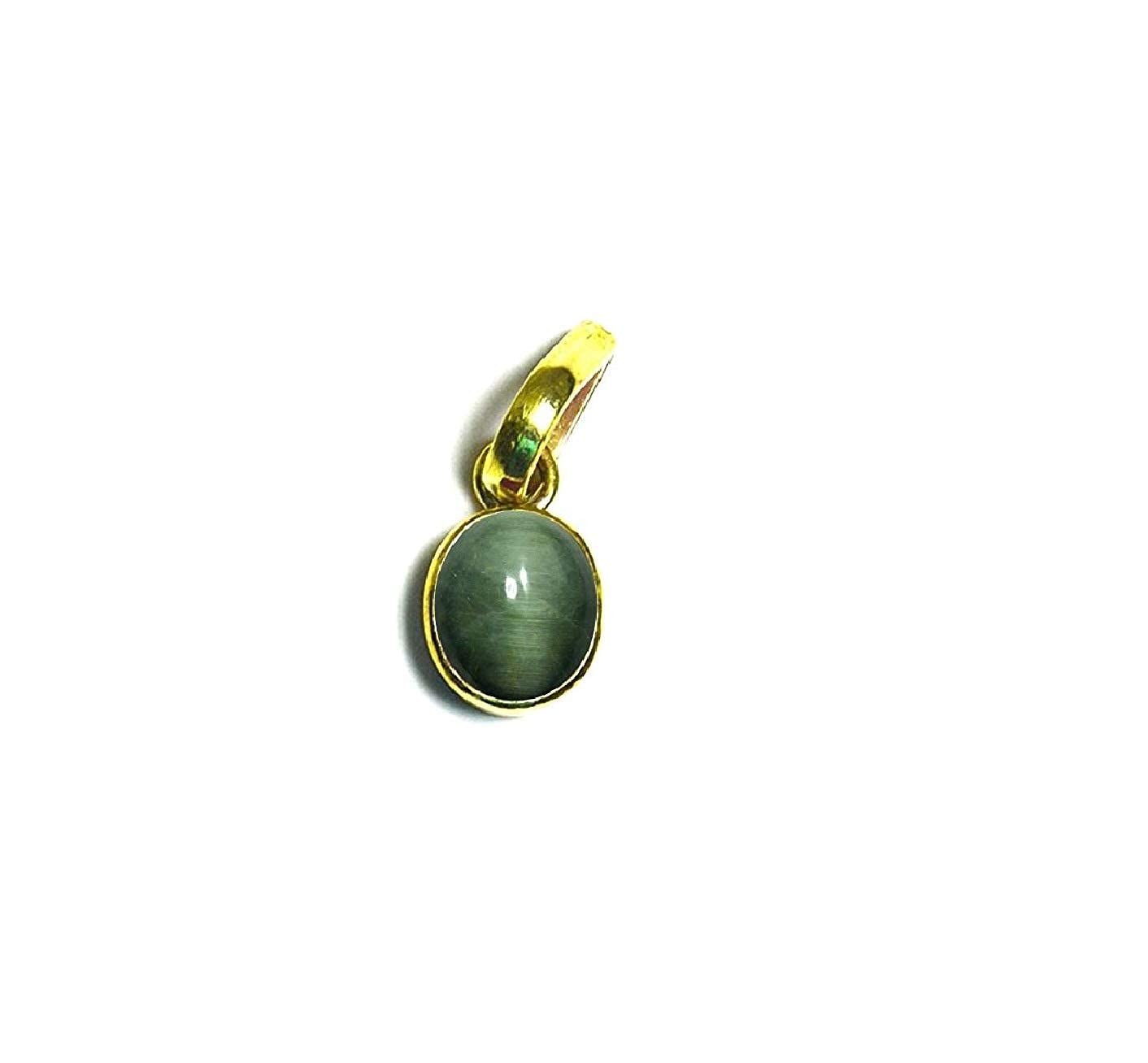 Raviour Lifestyle Green Cat Eye Gemstone Pendant - Natural Lehsunia Stone for Astrological Benefits & Healing | Perfect for Meditation, Spiritual Protection & Fashion Jewelry