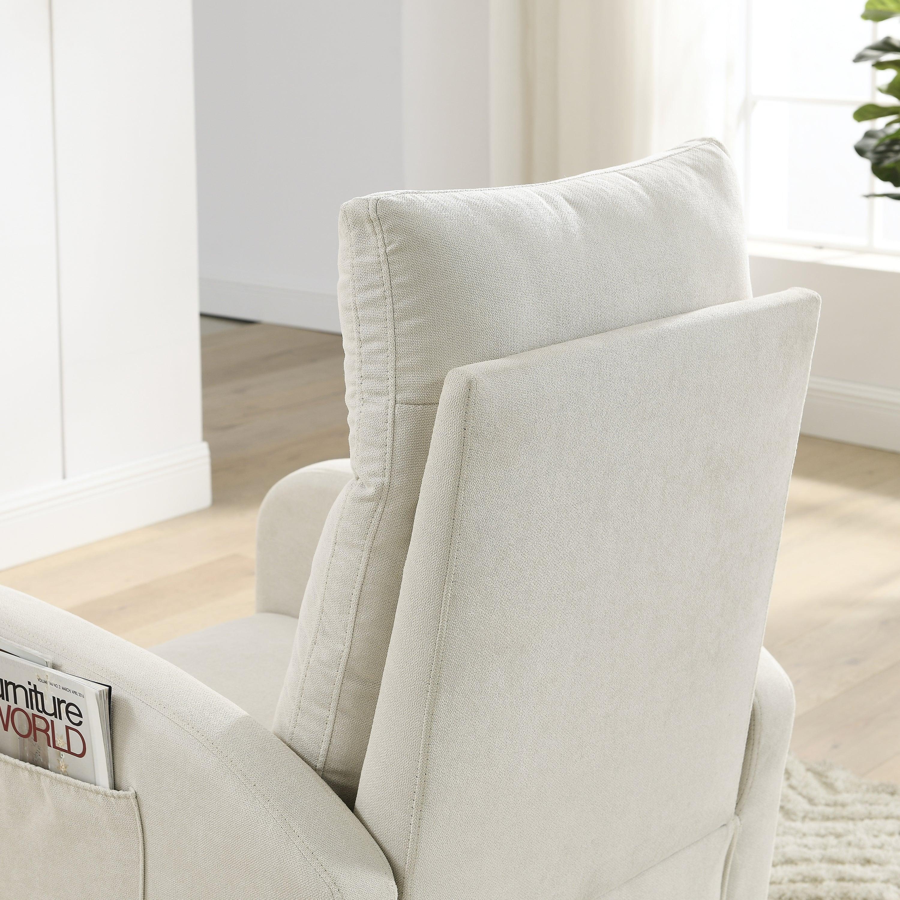 27.6W Modern Accent High Backrest Rocking Chair with Side Pockets - Comfortable Lounge Armchair for Living Room, Bedroom & Nursery - Perfect for Relaxing, Reading & Nursing
