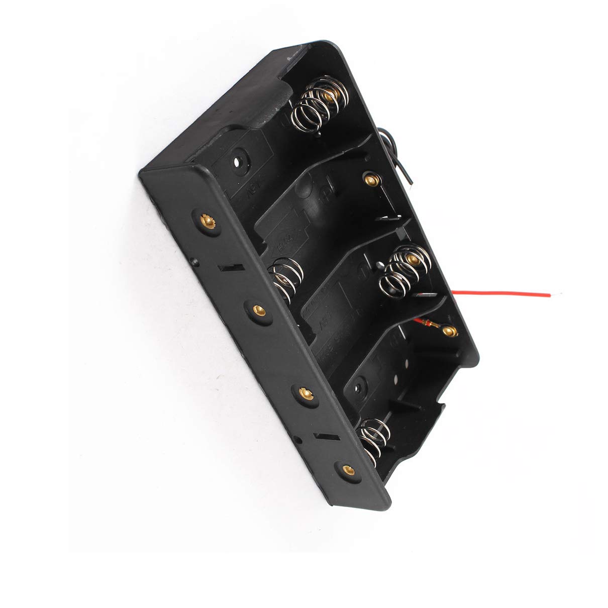 Rechargeable 4 x 1.5V C Battery Holder Case - Black Plastic Spring-Loaded 2-Wire Design for Household Electronics | Perfect for Flashlights, Toys & DIY Projects