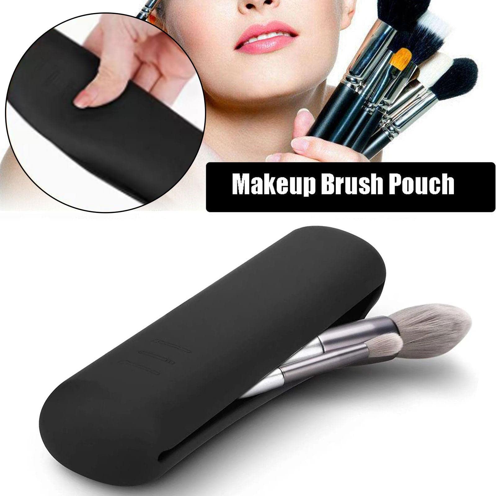 Veibeau Silicone Makeup Brush Travel Holder Bag - Soft Portable Cosmetic Organizer for Brushes & Beauty Tools (Pink) | Perfect for Travel, Home Storage & On-the-Go Makeup Application