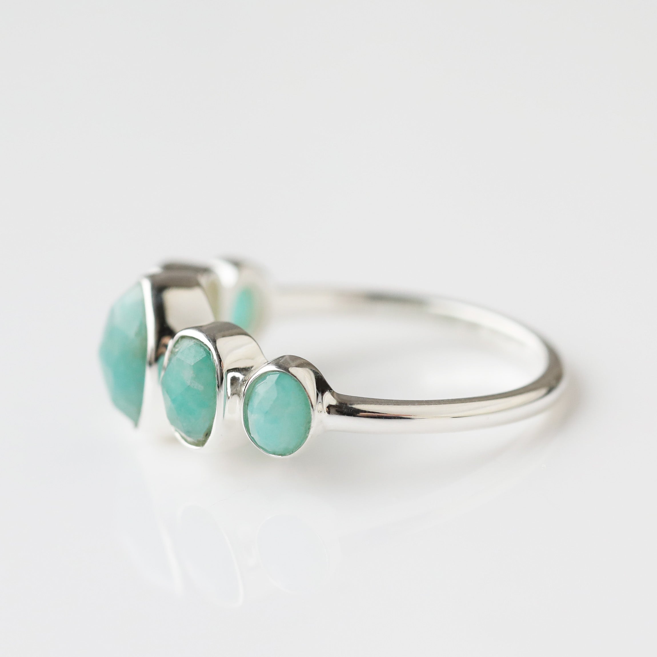 Noa Amazonite Ring for Women - Healing Stone Jewelry, Adjustable Silver Plated Ring for Meditation & Spiritual Gifts - Perfect for Yoga, Reiki & Energy Balancing