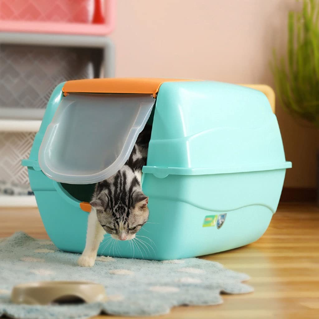 Large Enclosed Cat Litter Box - Splash-Proof Clamshell Design, Durable & Easy Clean Cat Toilet for Odor Control | Perfect for Small Spaces & Multi-Cat Homes (Color C)