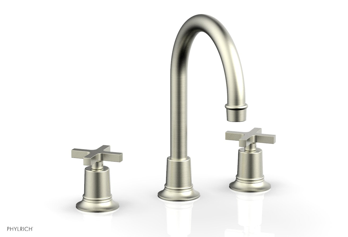 HEX MODERN Widespread Bathroom Faucet with Cross Handles - Brushed Nickel Finish - 8 Inch Centerset - 501 03 - Perfect for Modern Vanities and Powder Rooms