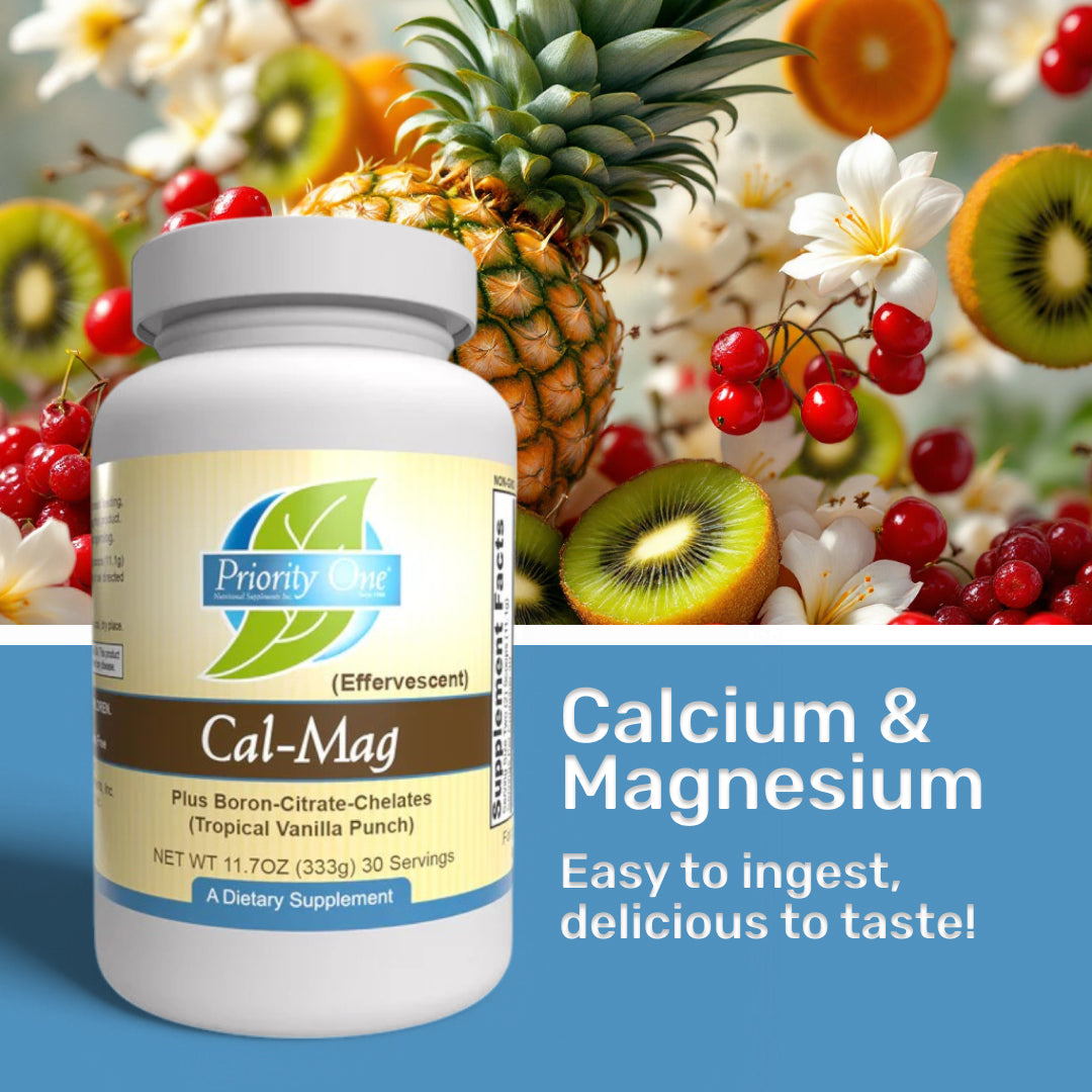 Cal Mag Plus Boron Effervescent Supplement - Vanilla & Tropical Punch Flavor (30 Servings) | Supports Bone Health & Muscle Function | Perfect for Daily Wellness Routine & Active Lifestyles