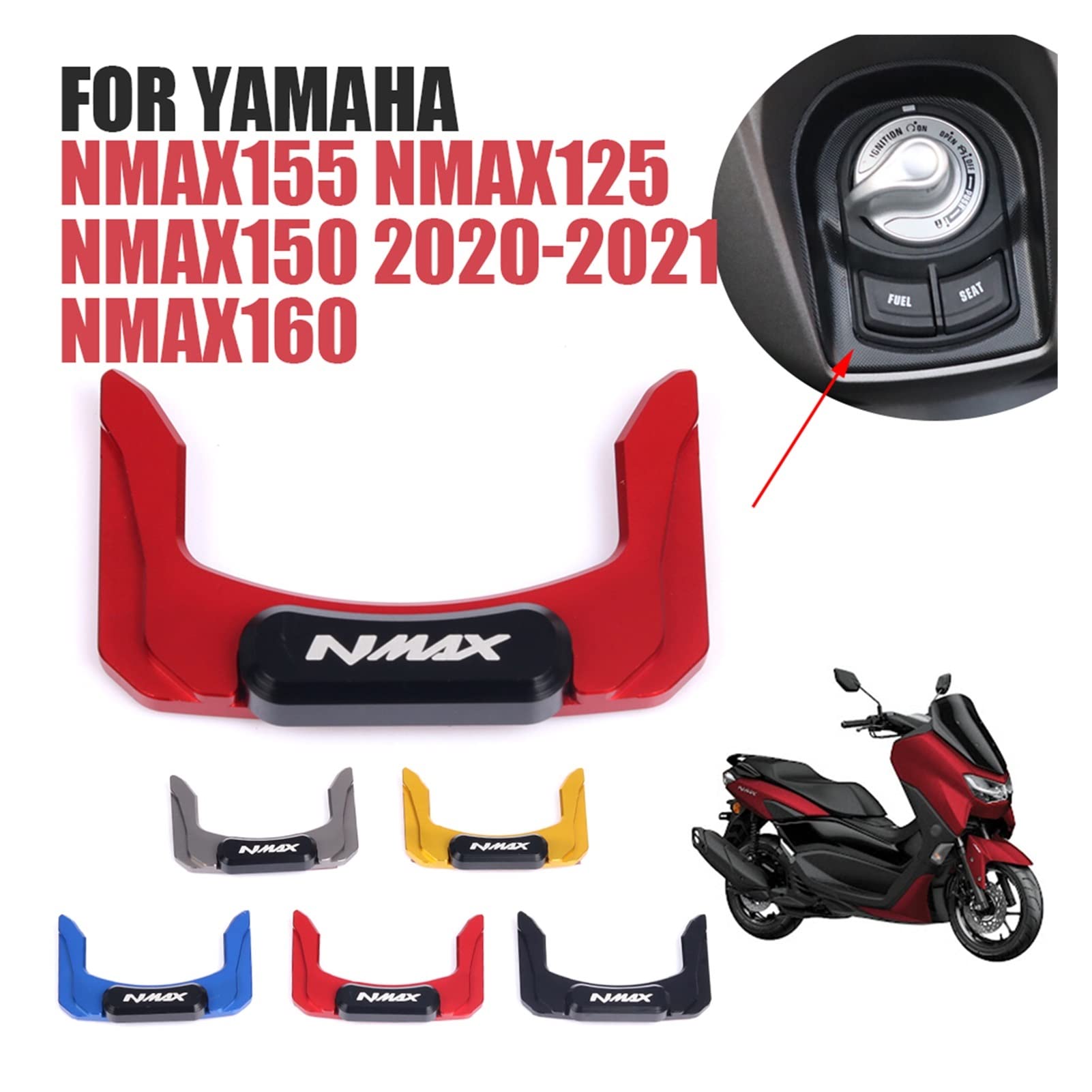 Yamaha NMAX 155/125 Motorcycle Key Switch Lock Cap & Ignition Electric Door Cover (Fits 2020-2021 Models) - Durable Accessory for Keychains & Motorcycle Protection