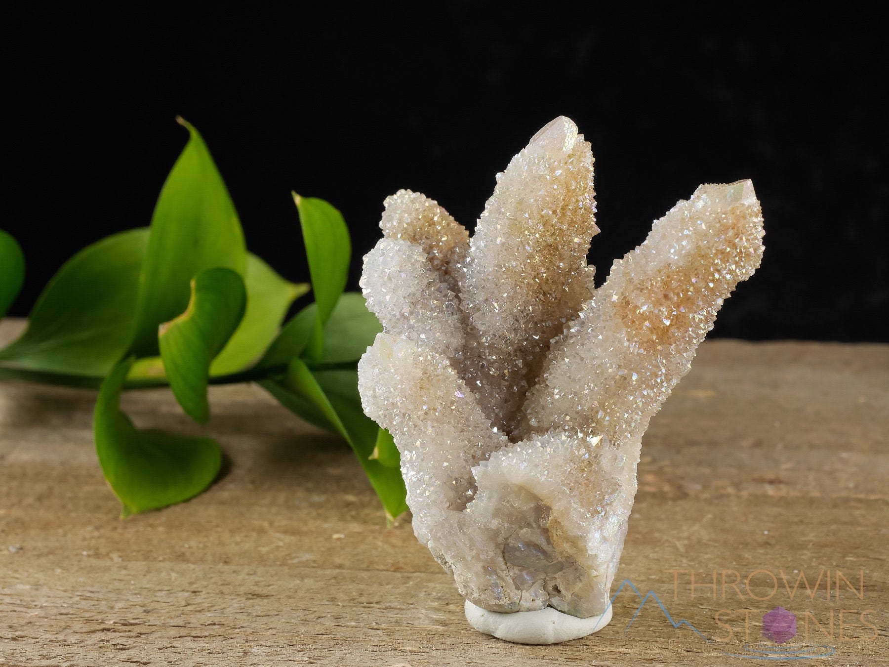 AURA QUARTZ Angel White Rainbow Quartz Crystal Cluster - Natural Spirit Quartz Healing Stone for Meditation, Reiki, and Home Decor (R0506)