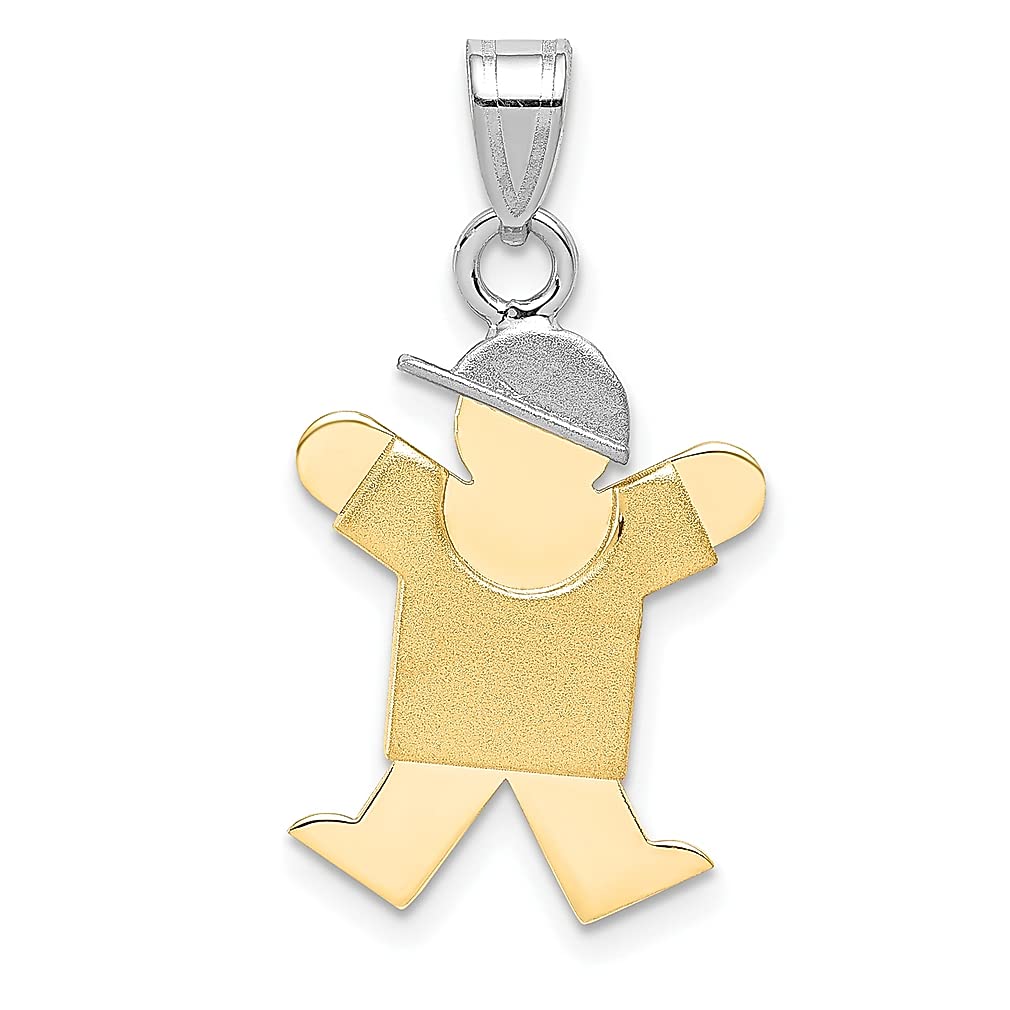 14K Two-Tone Yellow Gold Engravable Baby Boy Hat Charm Necklace Pendant - Personalized Fine Jewelry Gift for Women, Mom, Grandma | Baby Shower, Christening, Birthday, Mother's Day