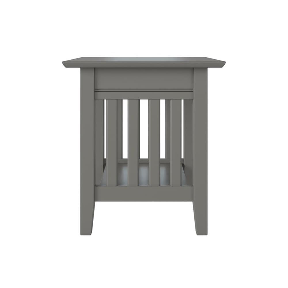 AFI Mission Solid Hardwood End Table with USB Charger - Set of 2, 20 Inch, Grey - Perfect for Living Room, Bedroom, or Office Side Table with Convenient Charging Station
