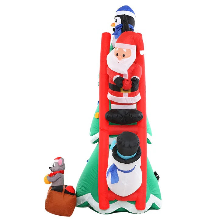 6ft Inflatable Christmas Tree with Santa & Friends - Holiday Yard Decoration for Outdoor Festive Decor