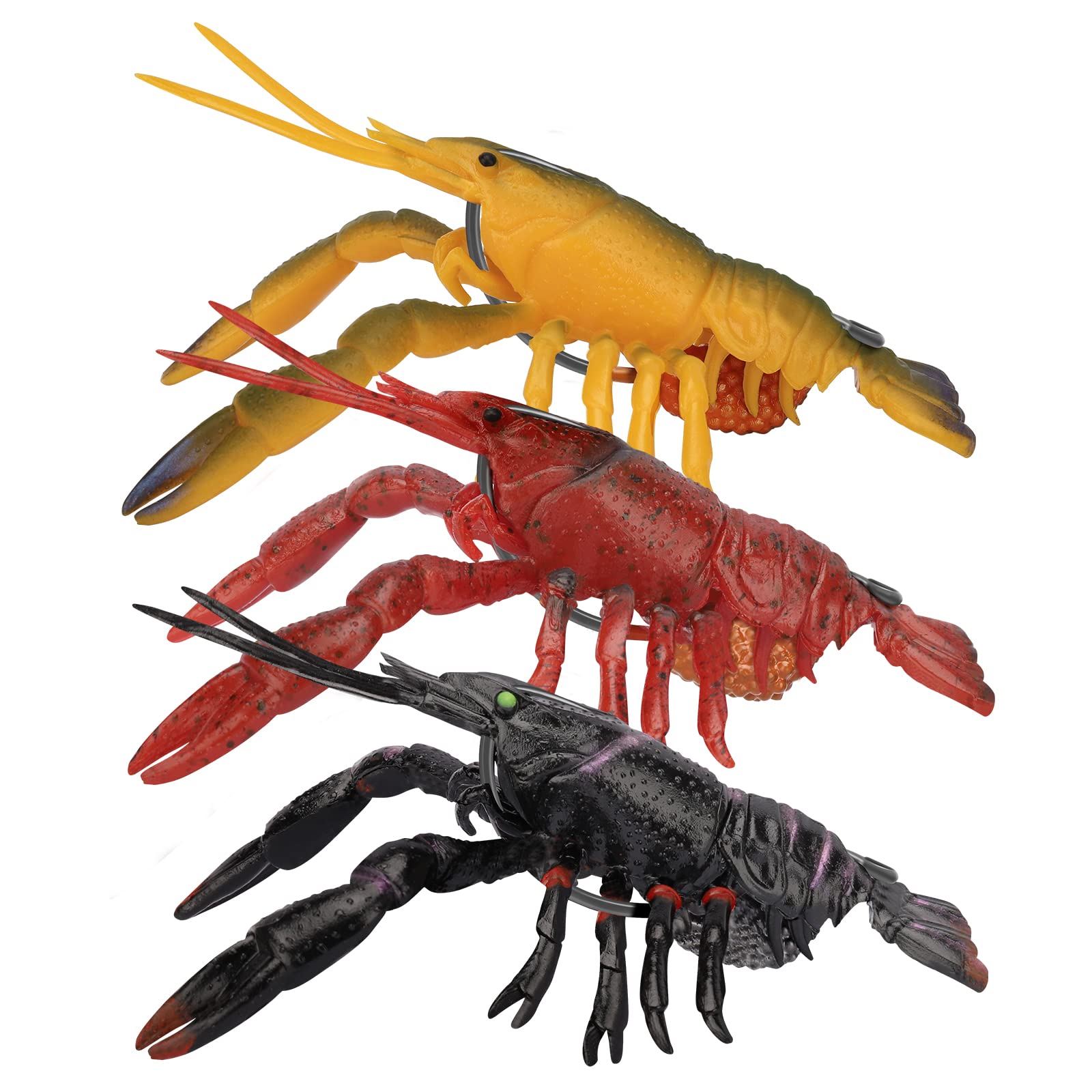 TRUSCEND TPE Pre-Rigged Crayfish Soft Plastic Fishing Lures with VMC Hooks - Premium Weedless Bass Lures for Freshwater, Trout, Crappie & Striper - Durable Fishing Jigs for Men - Perfect Gift for Anglers & Outdoor Enthusiasts (Great for Lakes, Rivers & Shore Fishing)