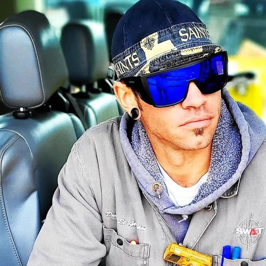 Buzz Bomb Blue Mirror Z87+ Safety Glasses - ANSI Z87.1 Certified for Impact Protection - UV Protection, Anti-Fog, Scratch Resistant - Perfect for Construction, Woodworking, Shooting & Outdoor Activities