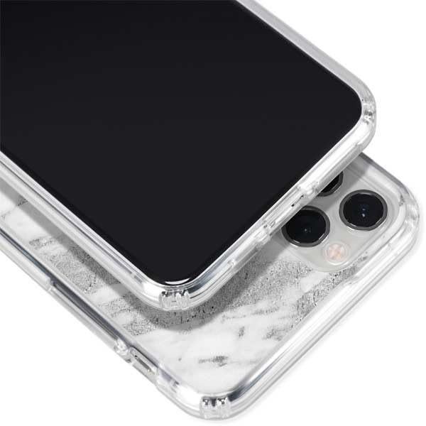 Skinit Clear Protective Phone Case for iPhone 11 Pro - Silver Marble Design | Slim Fit, Scratch Resistant Cover | Perfect for Everyday Use, Office & Travel