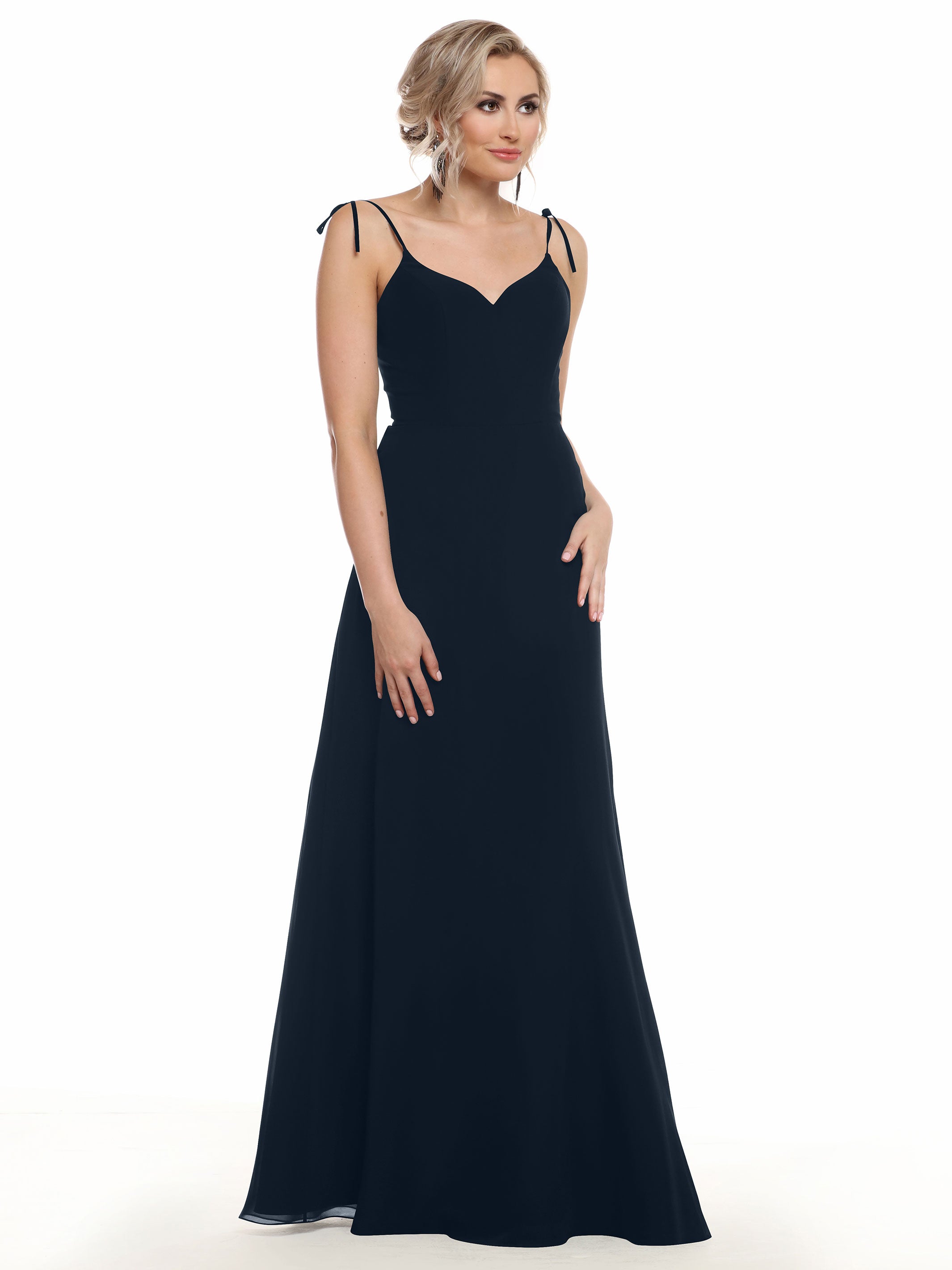 Elegant 80144 Chiffon A-Line Bridesmaid Dress with V-Neck & Spaghetti Straps - Perfect for Weddings, Formal Events & Special Occasions