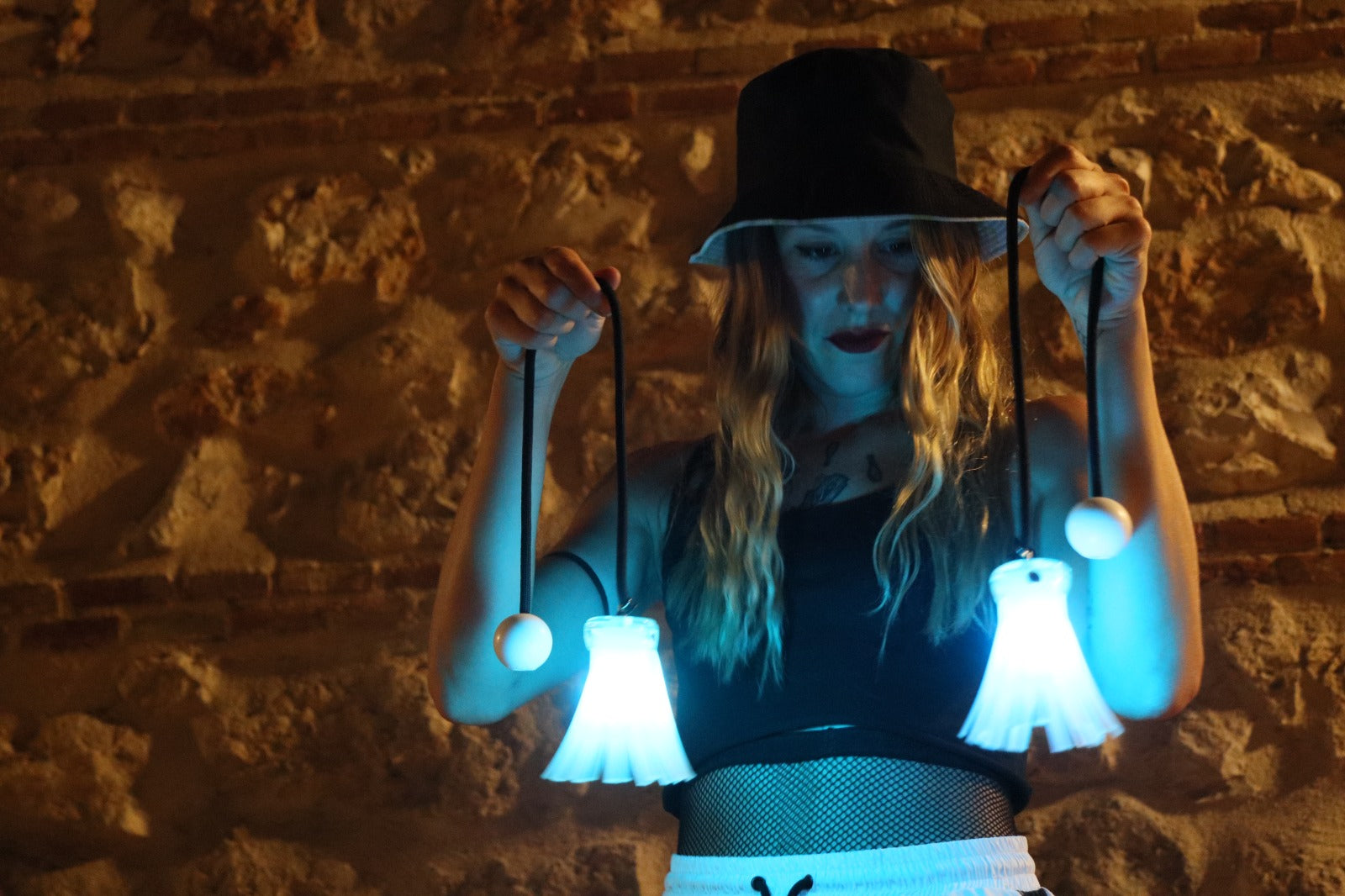 KOSMOS LED Flower Poi - Colorful Light Up Spinning Toys for Dance, Flow Arts, and Nighttime Performances