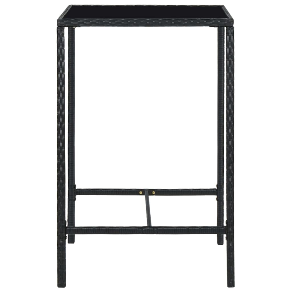 Black Poly Rattan & Glass Outdoor Bar Table 27.6